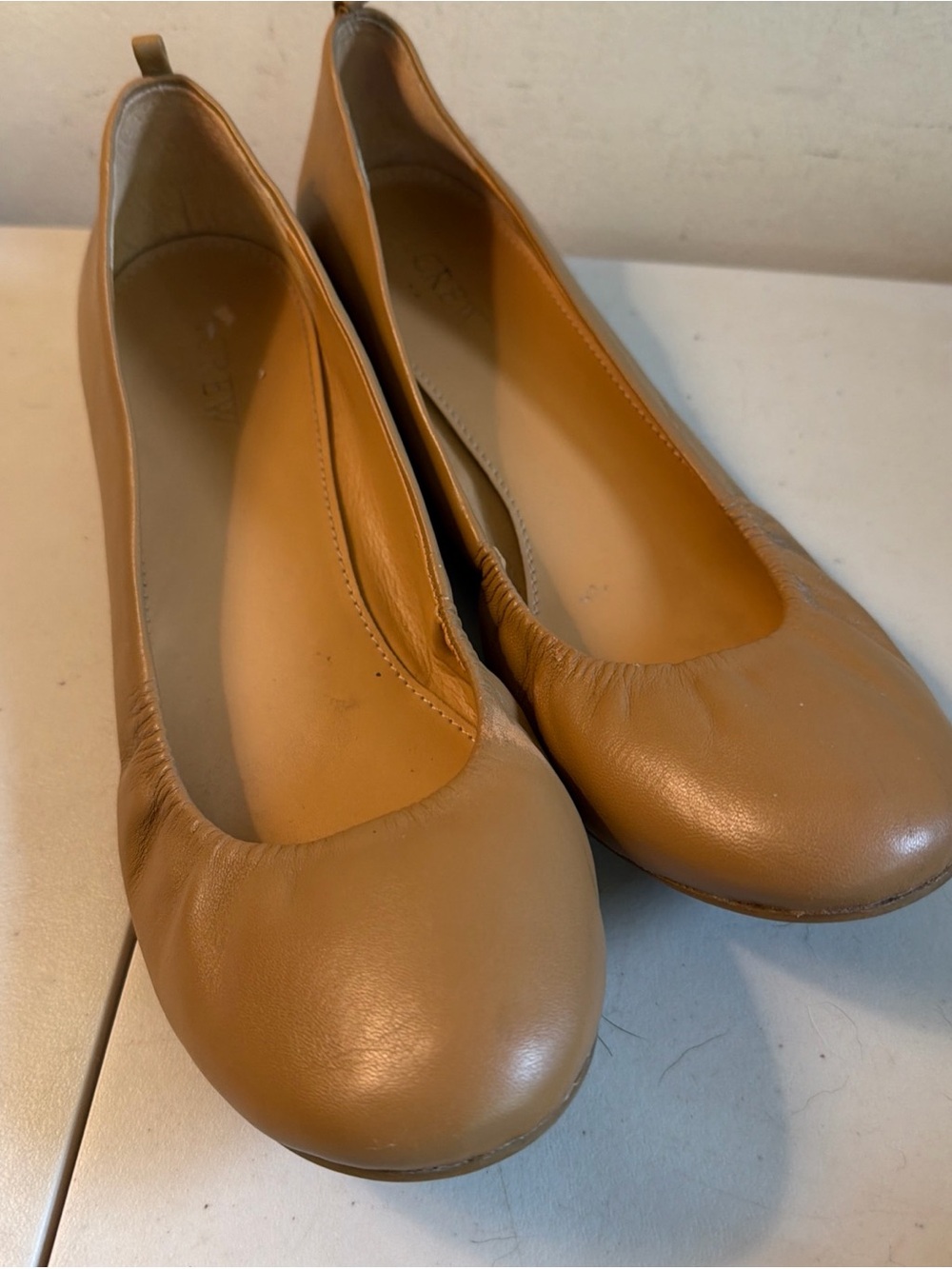 J. Crew Women's Tan Leather Ballet Flats